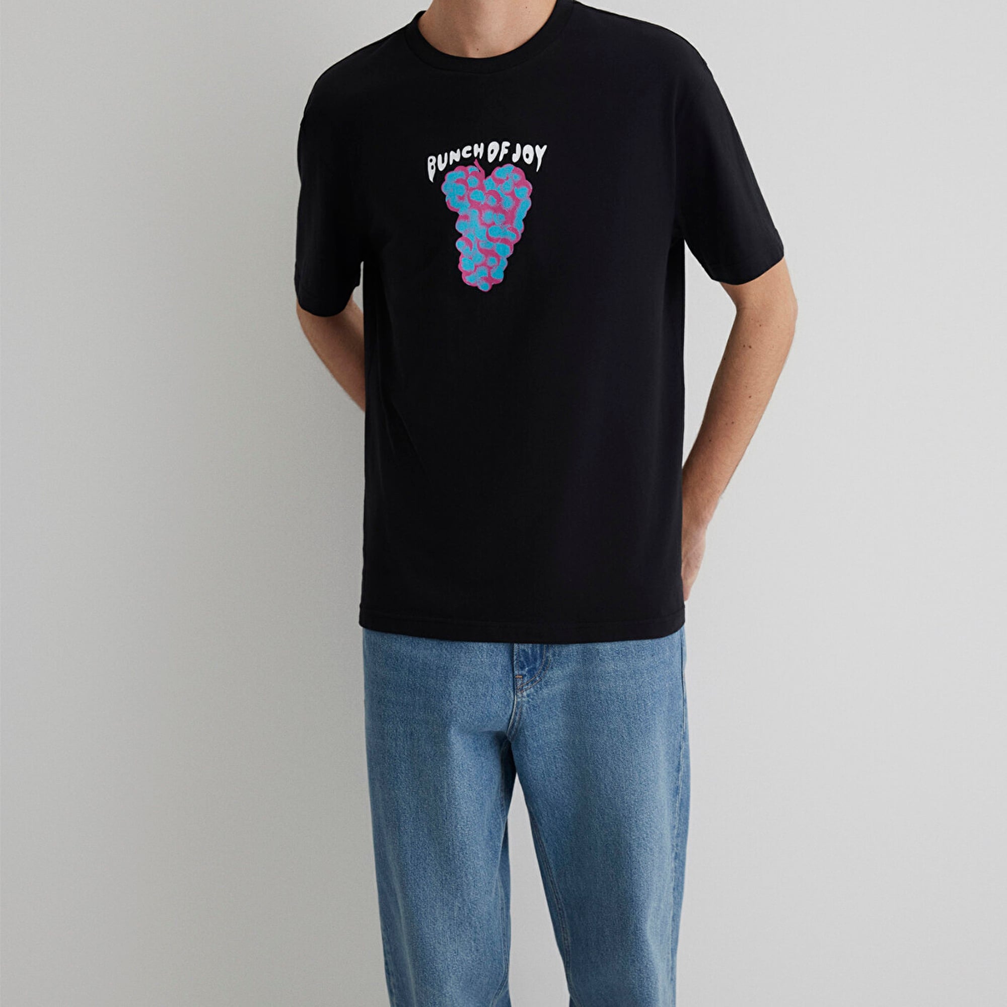 Mavi Punch Of Joy Baskılı Siyah Tişört Loose Fit / Bol Rahat Kesim 0612813-900