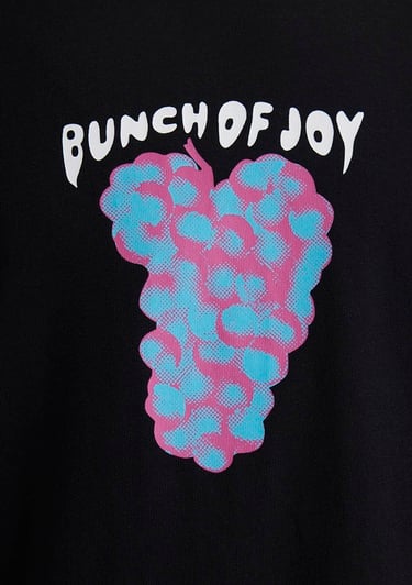  Mavi Punch Of Joy Baskılı Siyah Tişört Loose Fit / Bol Rahat Kesim 0612813-900