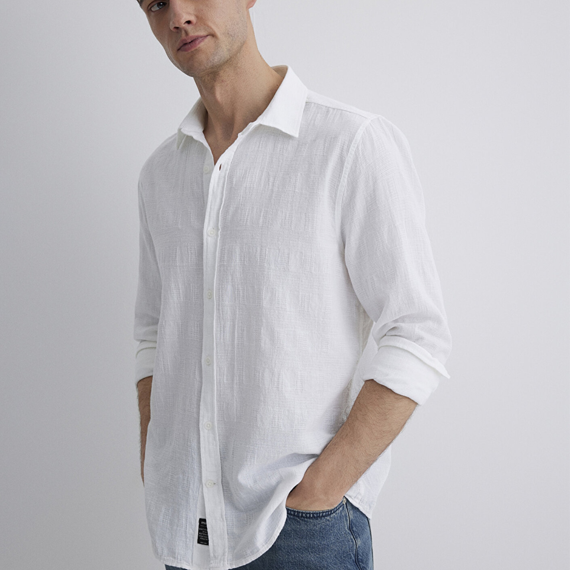 Mavi Ekru Gömlek Slim Fit / Dar Kesim 0211548-70057