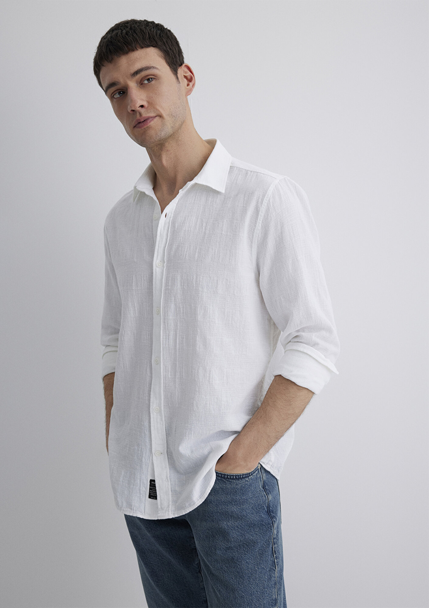  Mavi Ekru Gömlek Slim Fit / Dar Kesim 0211548-70057