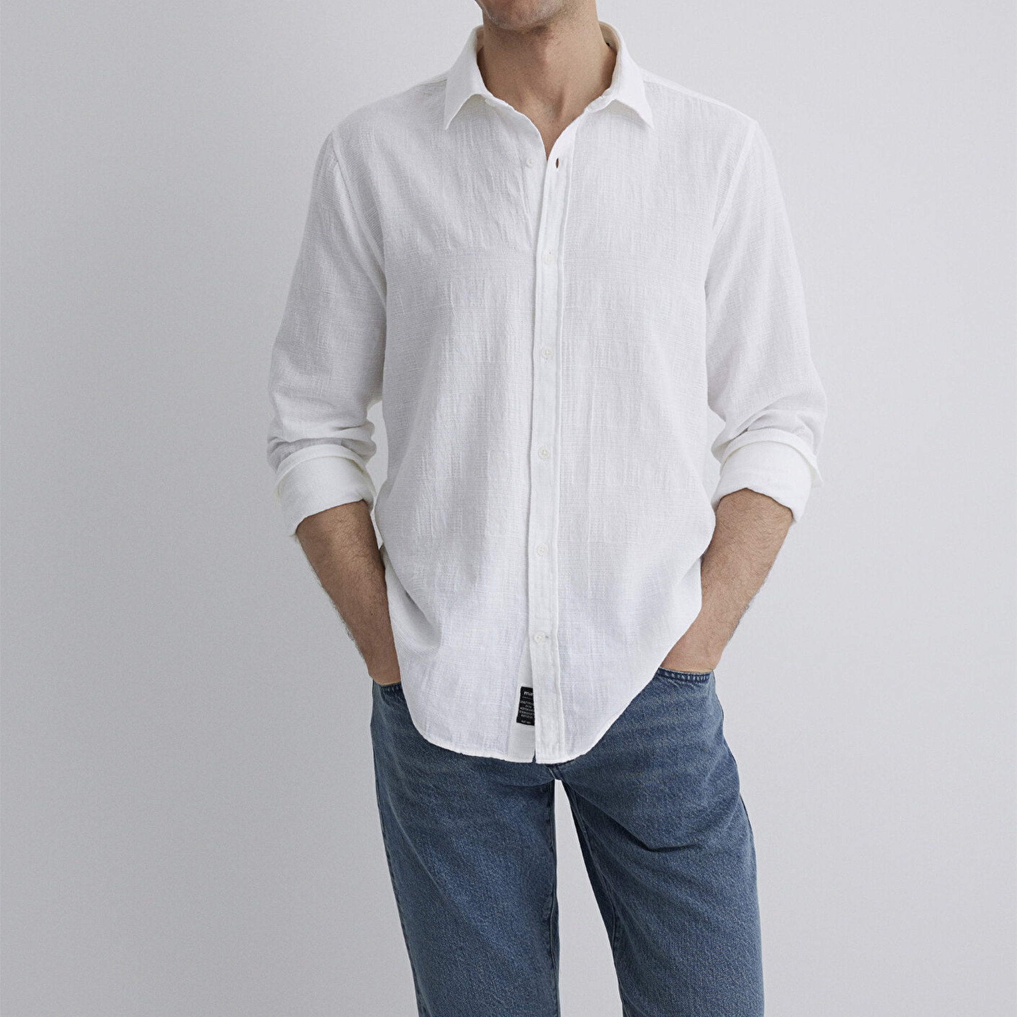 Mavi Ekru Gömlek Slim Fit / Dar Kesim 0211548-70057