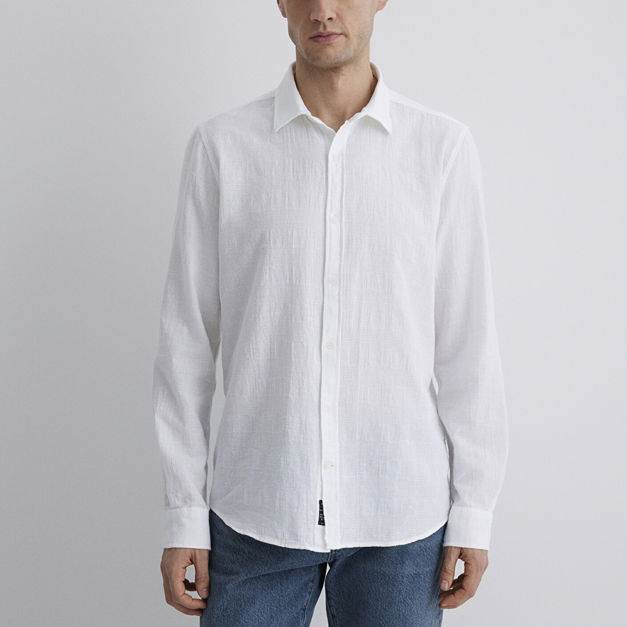 Mavi Ekru Gömlek Slim Fit / Dar Kesim 0211548-70057