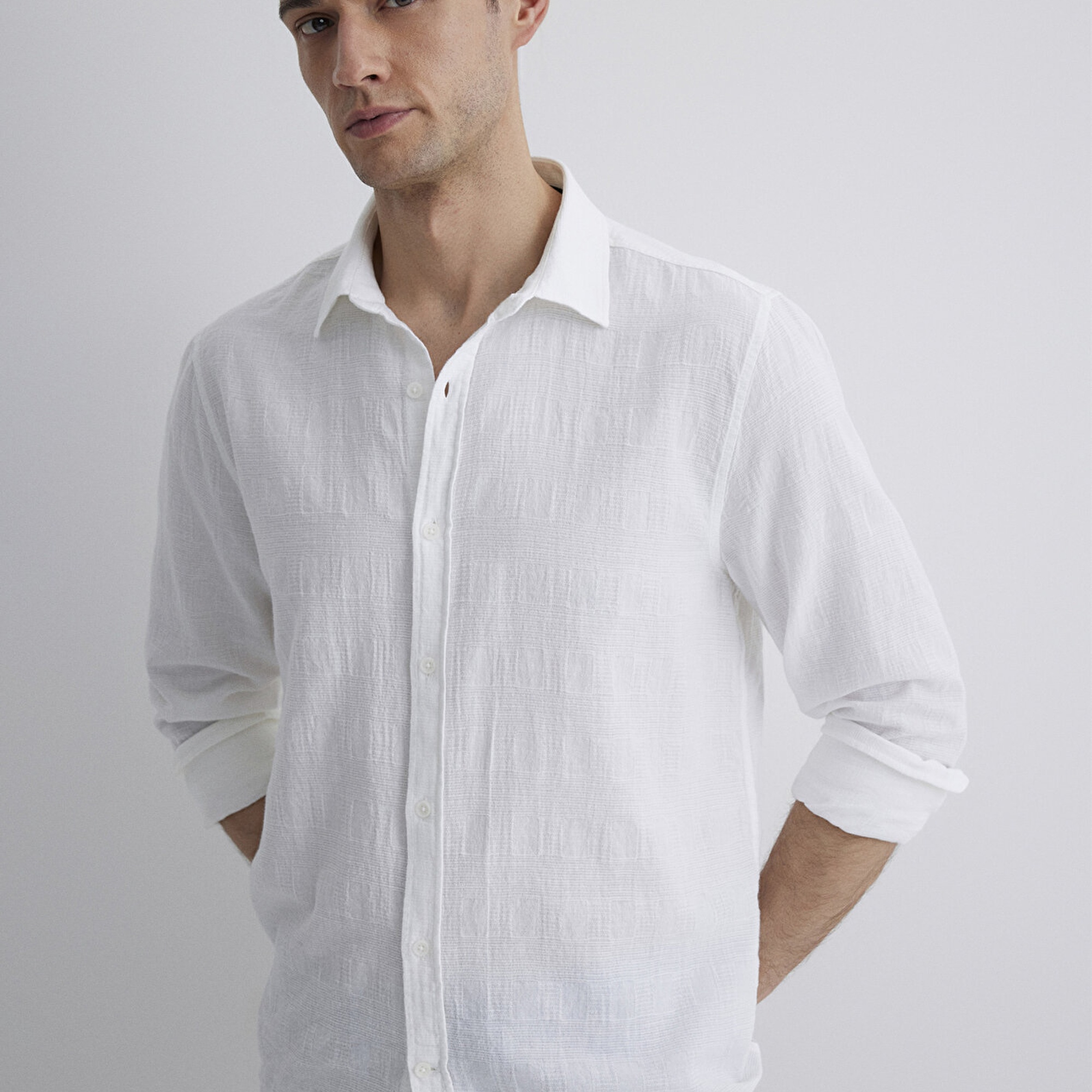 Mavi Ekru Gömlek Slim Fit / Dar Kesim 0211548-70057