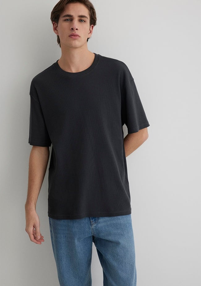  Mavi Antrasit Basic Tişört Loose Fit / Bol Rahat Kesim 0612724-70092