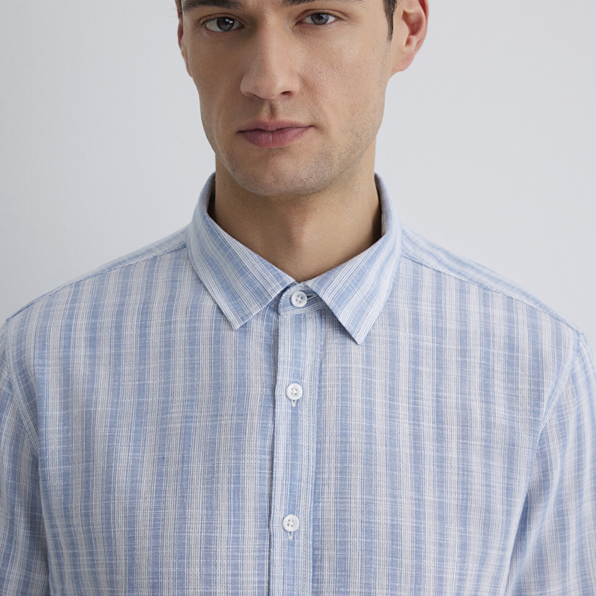 Mavi Çizgili Mavi Gömlek Regular Fit / Normal Kesim 0211538-70744