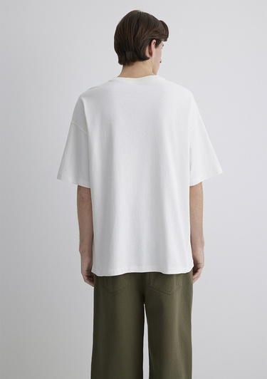  Mavi Ekru Basic Tişört Oversize / Geniş Kesim 0612641-70057