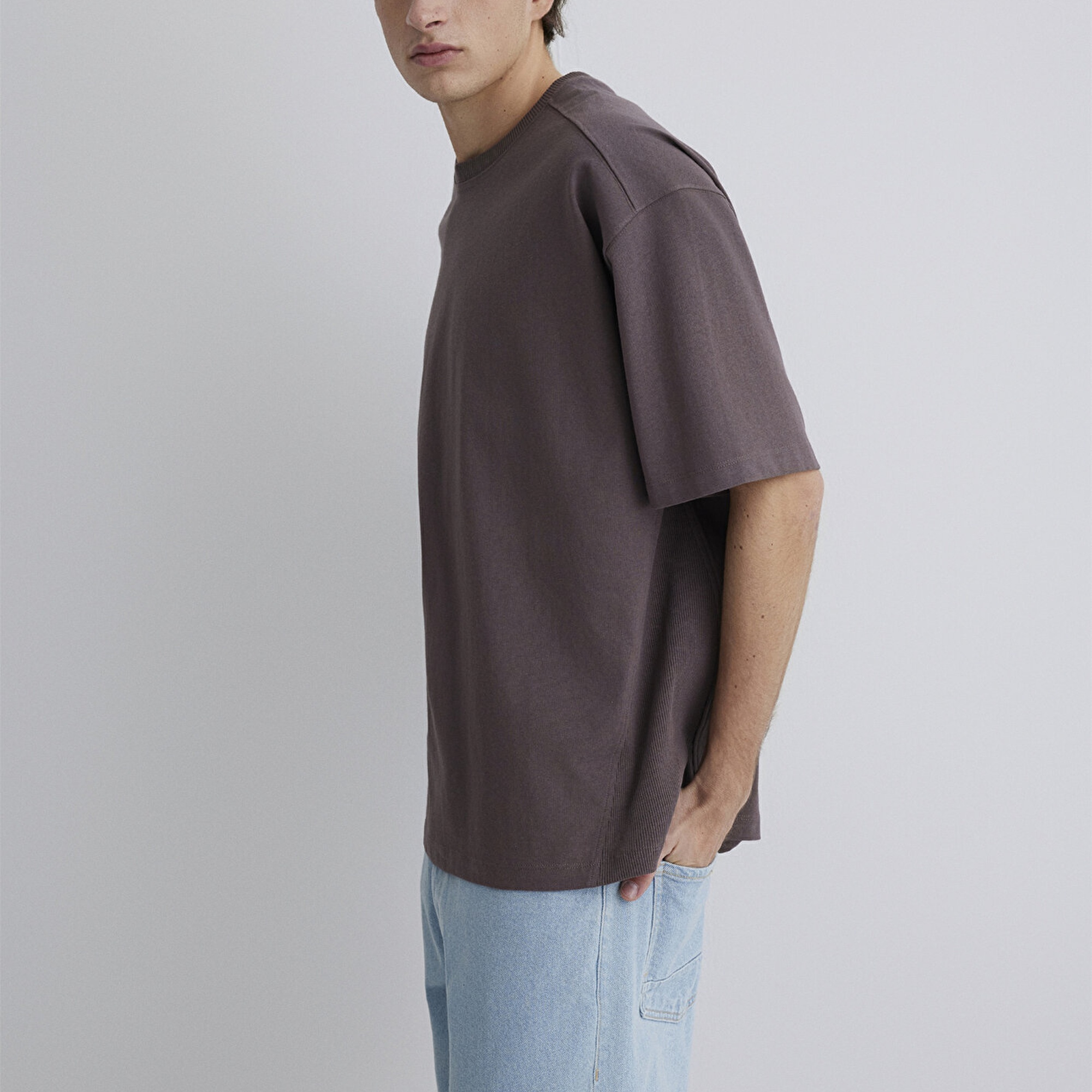 Mavi Mor Basic Tişört Oversize / Geniş Kesim 0612641-86683