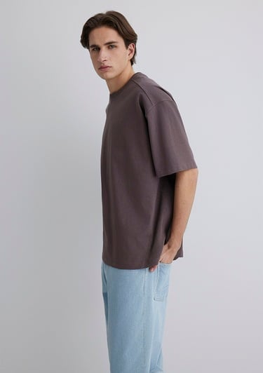  Mavi Mor Basic Tişört Oversize / Geniş Kesim 0612641-86683