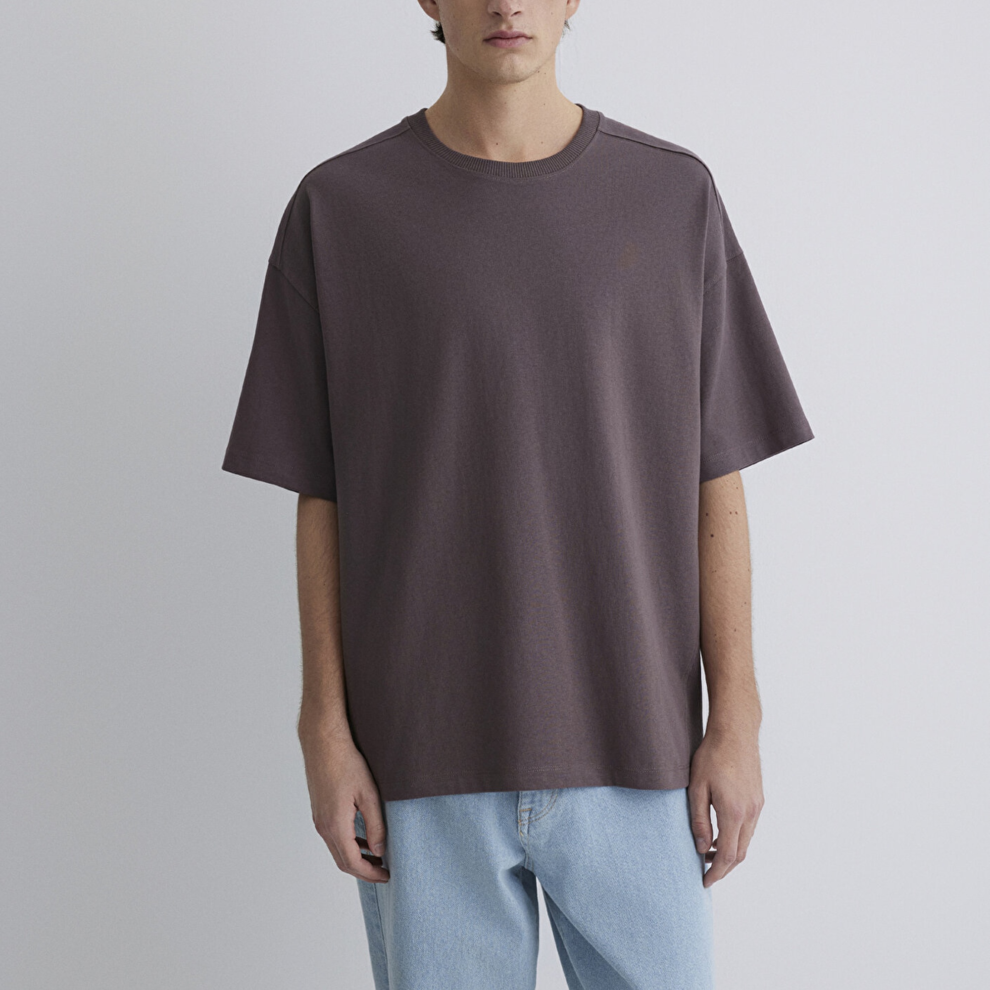 Mavi Mor Basic Tişört Oversize / Geniş Kesim 0612641-86683