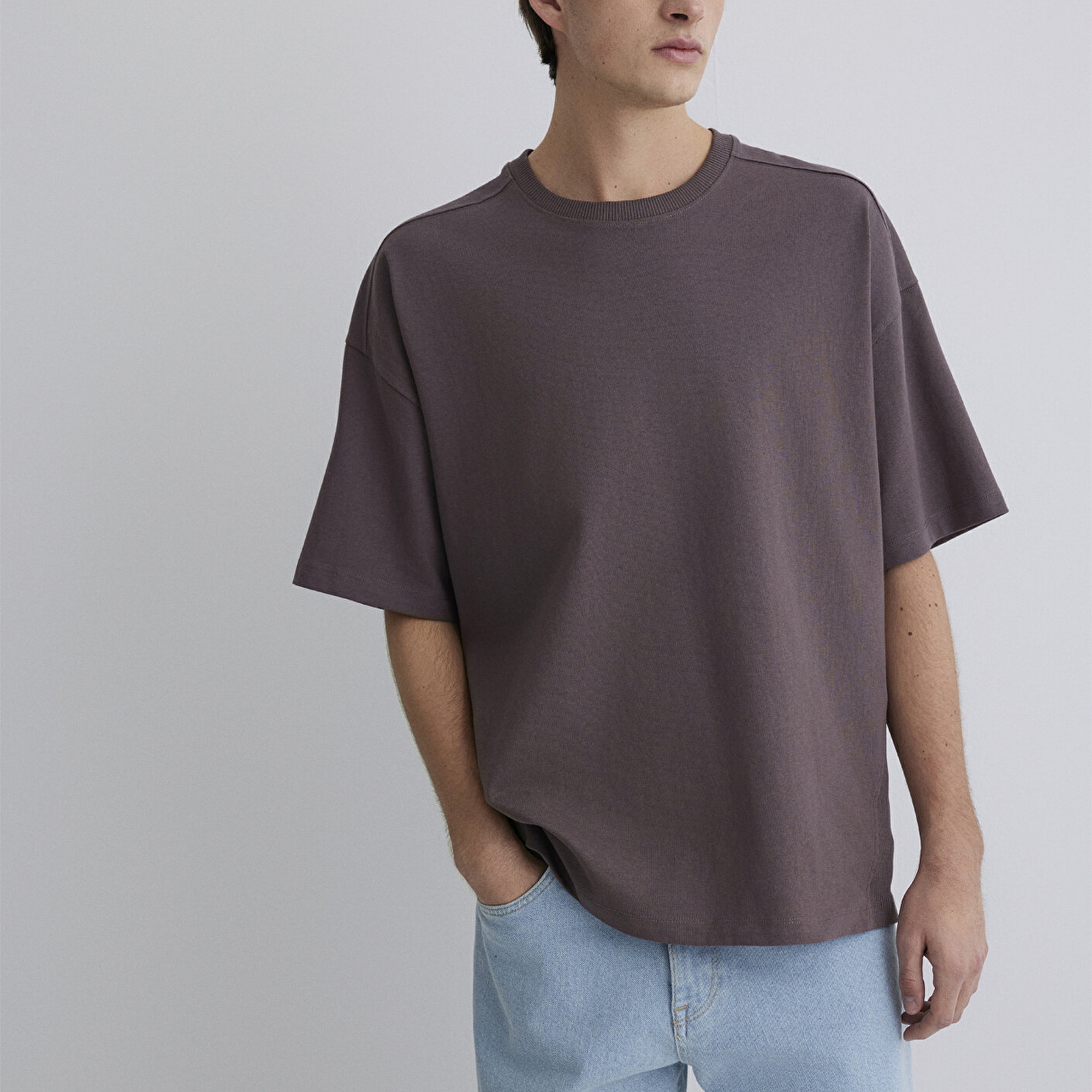 Mavi Mor Basic Tişört Oversize / Geniş Kesim 0612641-86683