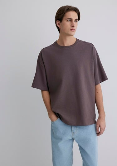  Mavi Mor Basic Tişört Oversize / Geniş Kesim 0612641-86683