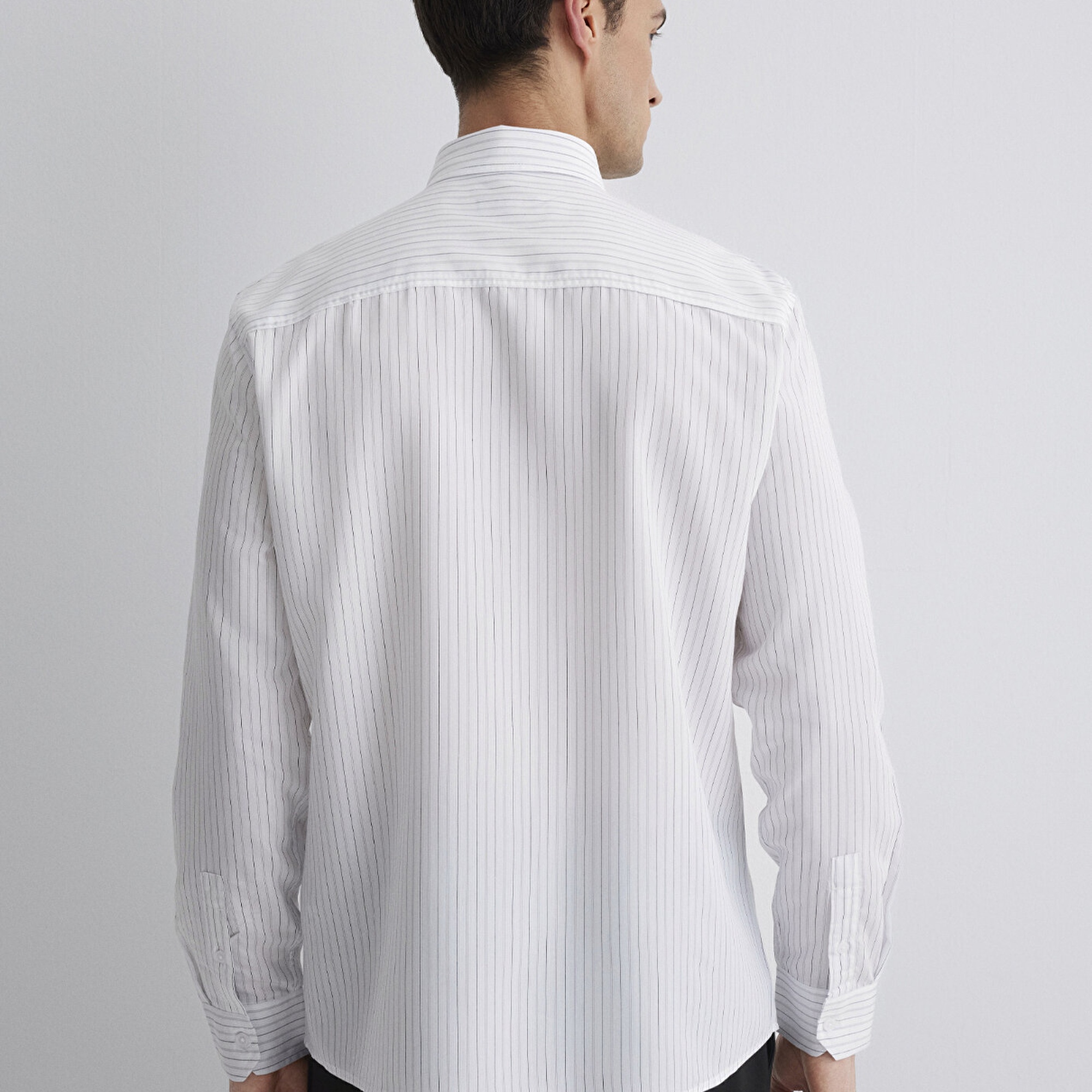 Mavi Çizgili Beyaz Gömlek Regular Fit / Normal Kesim 0211566-70096