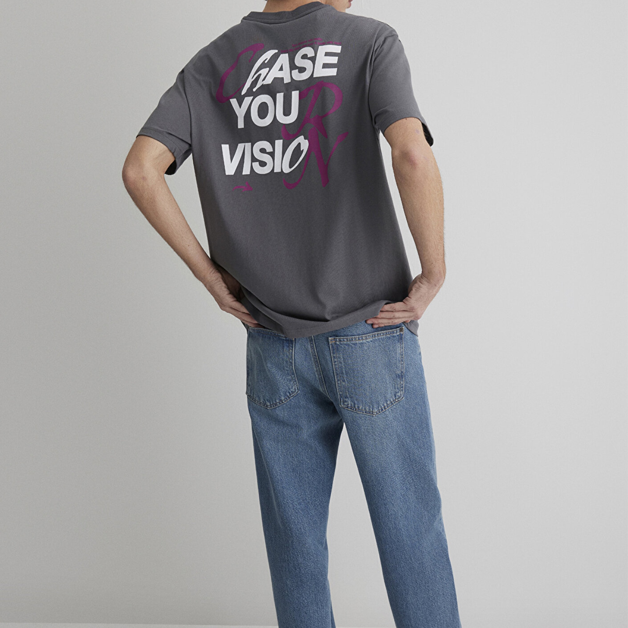 Mavi Chase Your Vision Baskılı Gri Tişört Loose Fit / Bol Rahat Kesim 0612721-70096