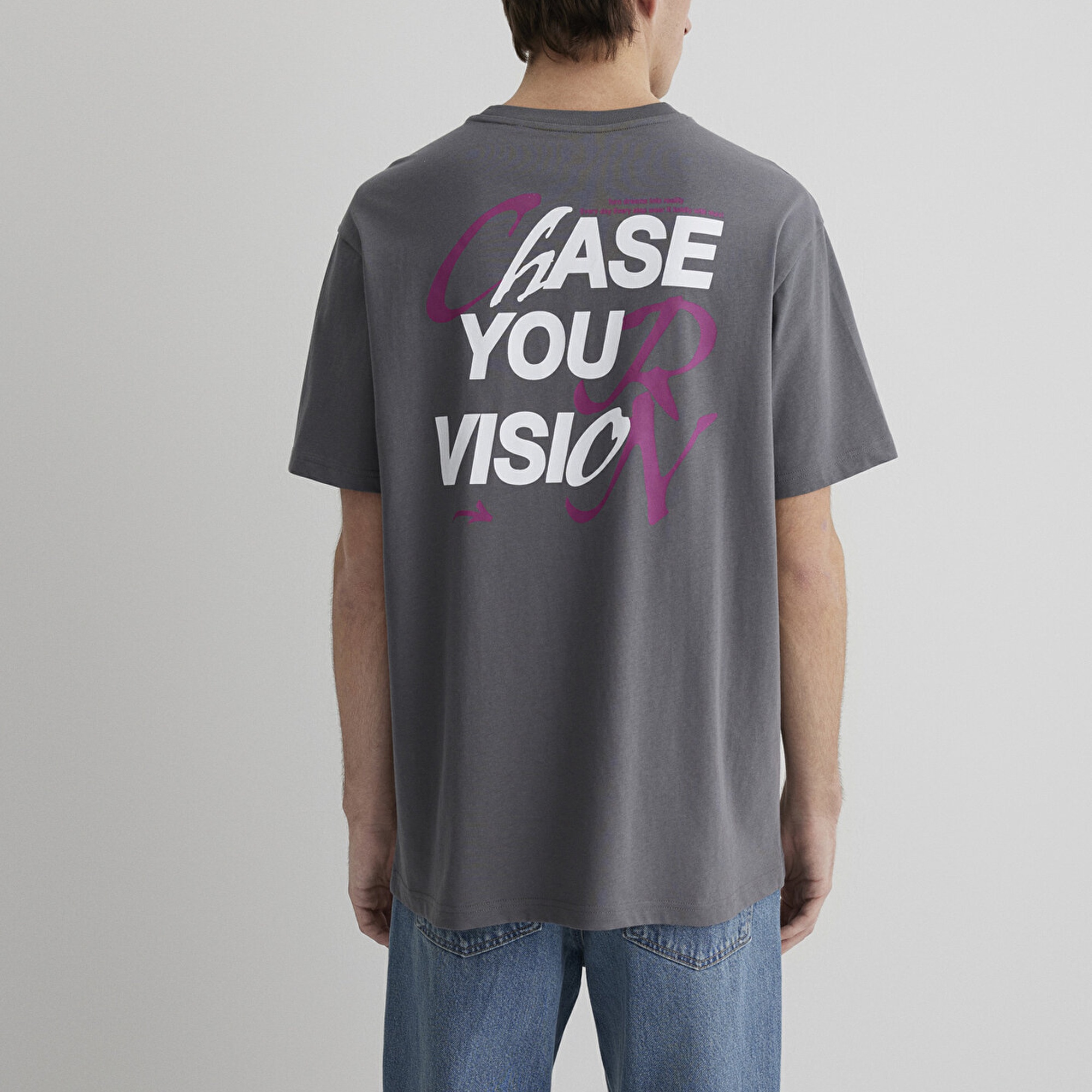 Mavi Chase Your Vision Baskılı Gri Tişört Loose Fit / Bol Rahat Kesim 0612721-70096