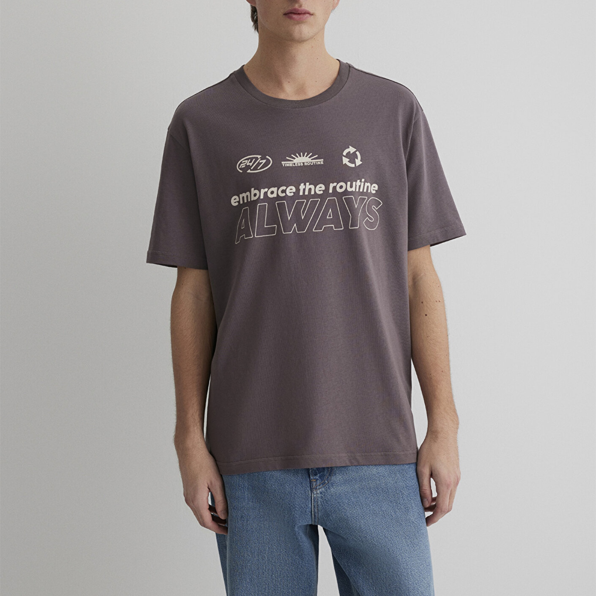 Mavi Always Baskılı Mor Tişört Loose Fit / Bol Rahat Kesim 0612722-86683