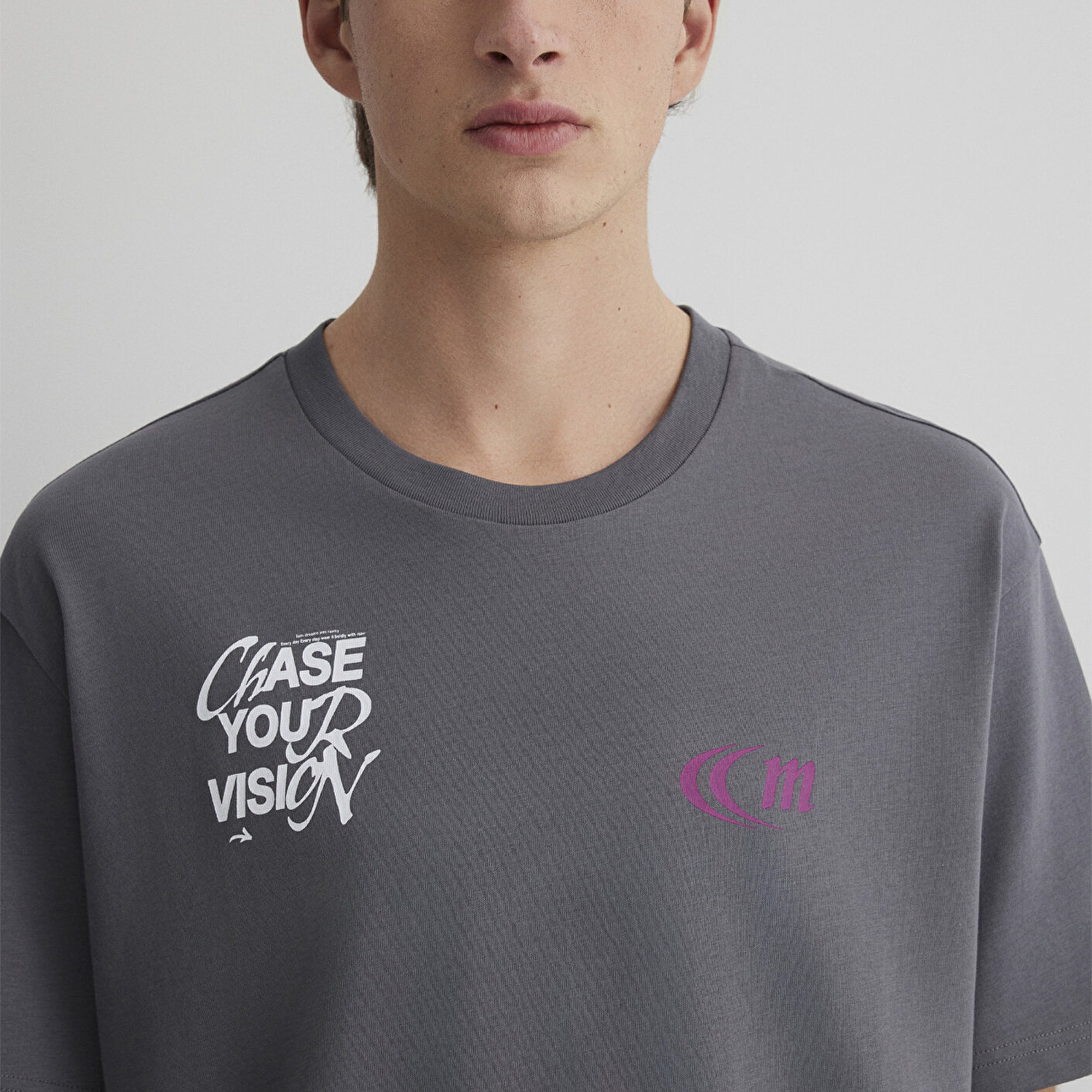 Mavi Chase Your Vision Baskılı Gri Tişört Loose Fit / Bol Rahat Kesim 0612721-70096