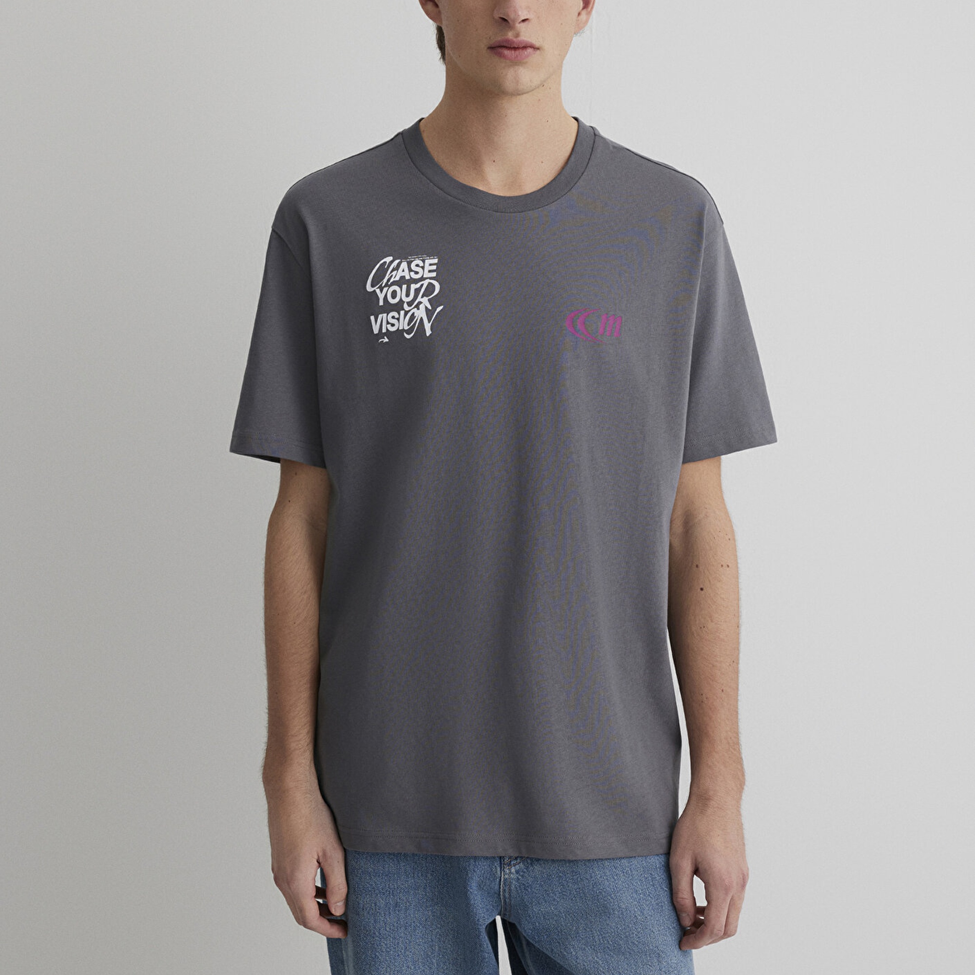 Mavi Chase Your Vision Baskılı Gri Tişört Loose Fit / Bol Rahat Kesim 0612721-70096