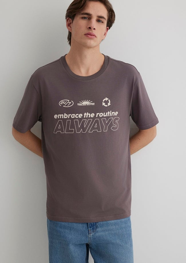  Mavi Always Baskılı Mor Tişört Loose Fit / Bol Rahat Kesim 0612722-86683