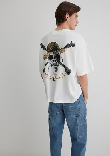  Mavi One Piece Baskılı Ekru Tişört Boxy Fit 0612663-70057