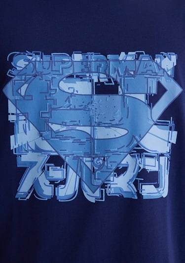 Mavi Superman Baskılı Lacivert Tişört Loose Fit / Bol Rahat Kesim 0612658-70496