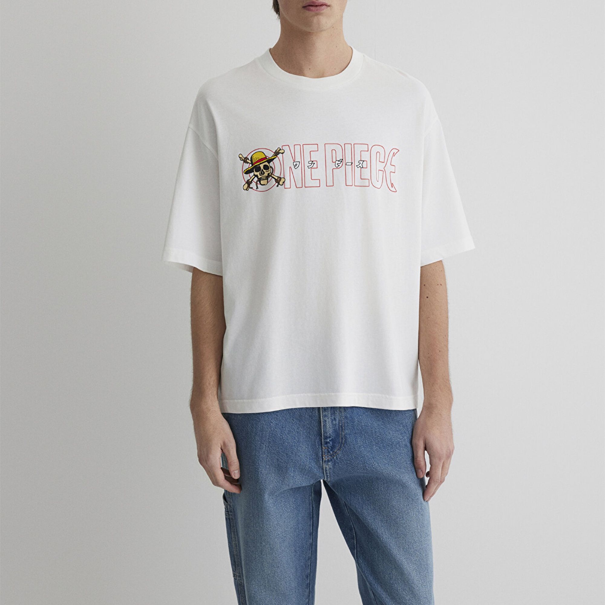 Mavi One Piece Baskılı Ekru Tişört Boxy Fit 0612663-70057