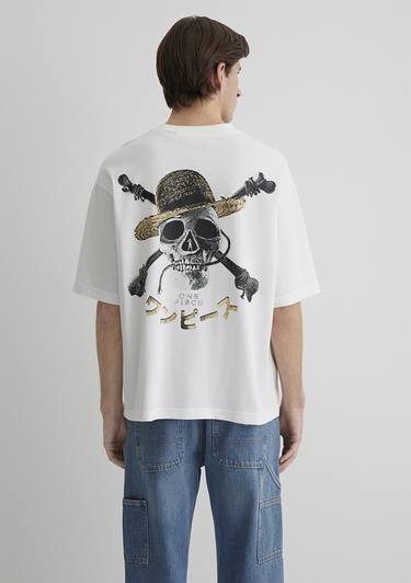  Mavi One Piece Baskılı Ekru Tişört Boxy Fit 0612663-70057