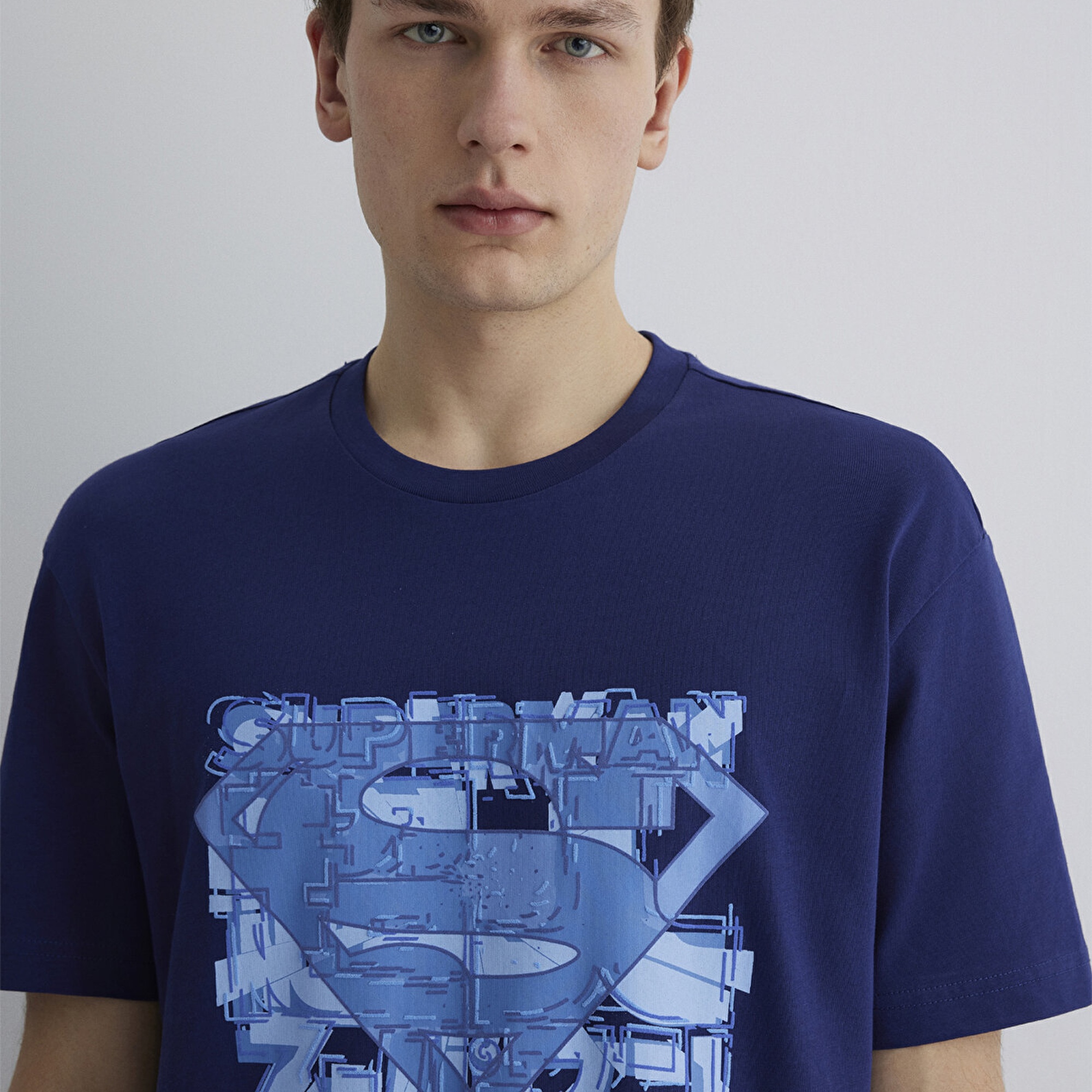 Mavi Superman Baskılı Lacivert Tişört Loose Fit / Bol Rahat Kesim 0612658-70496
