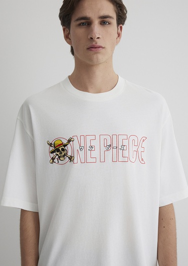  Mavi One Piece Baskılı Ekru Tişört Boxy Fit 0612663-70057