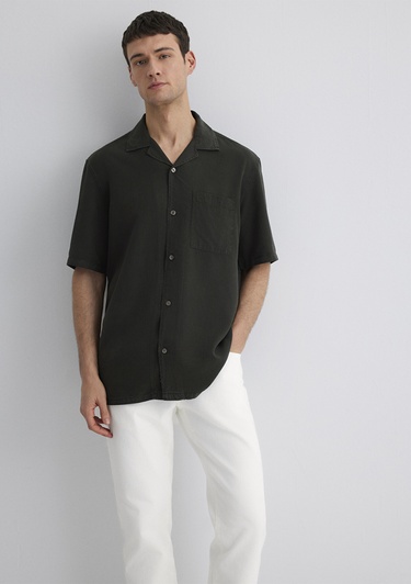  Mavi Kısa Kollu Yeşil Gömlek Regular Fit / Normal Kesim 0211520-71587