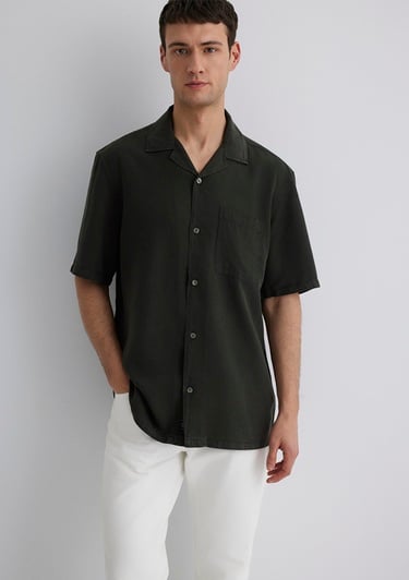  Mavi Kısa Kollu Yeşil Gömlek Regular Fit / Normal Kesim 0211520-71587