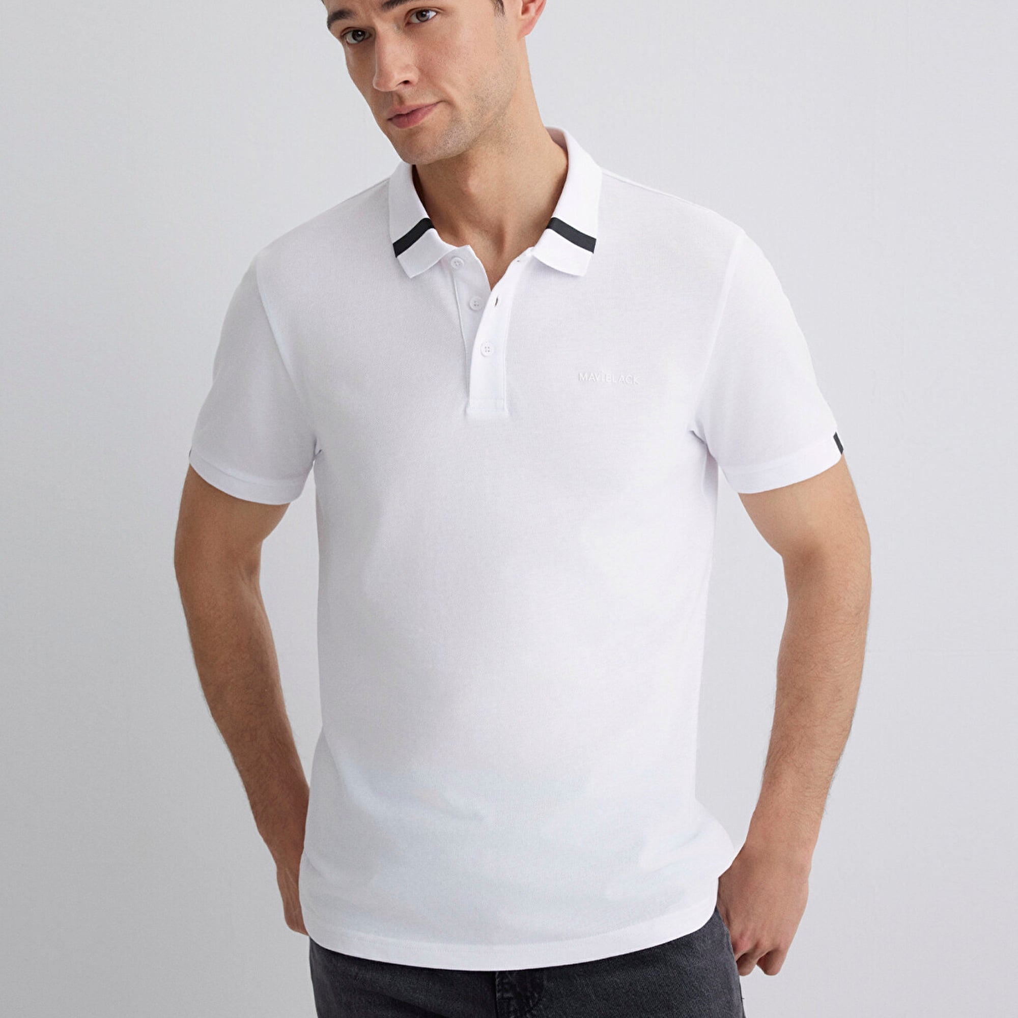 Mavi Beyaz Polo Tişört Regular Fit / Normal Kesim 0612651-620