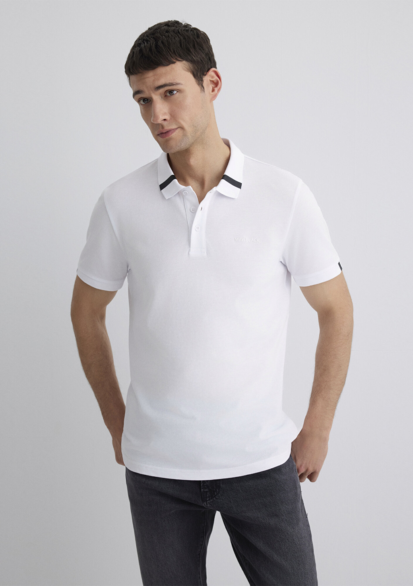  Mavi Beyaz Polo Tişört Regular Fit / Normal Kesim 0612651-620
