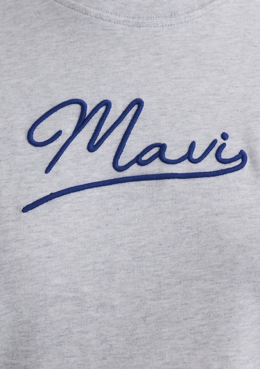  Mavi Mavi Nakışlı Gri Tişört Regular Fit / Normal Kesim 1612421-87033