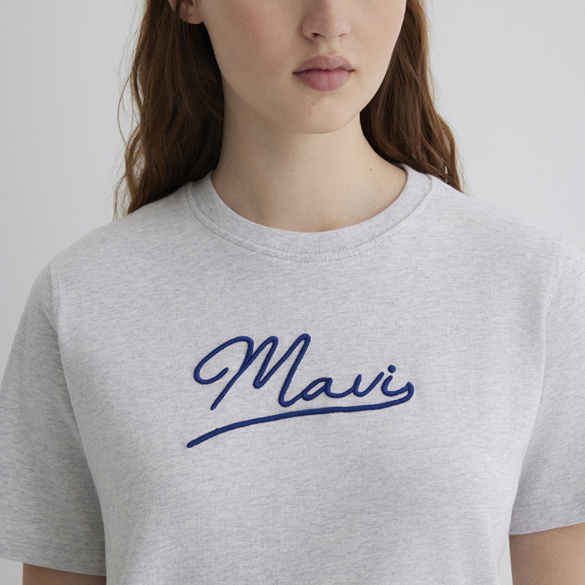 Mavi Mavi Nakışlı Gri Tişört Regular Fit / Normal Kesim 1612421-87033