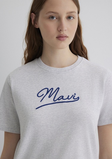  Mavi Mavi Nakışlı Gri Tişört Regular Fit / Normal Kesim 1612421-87033