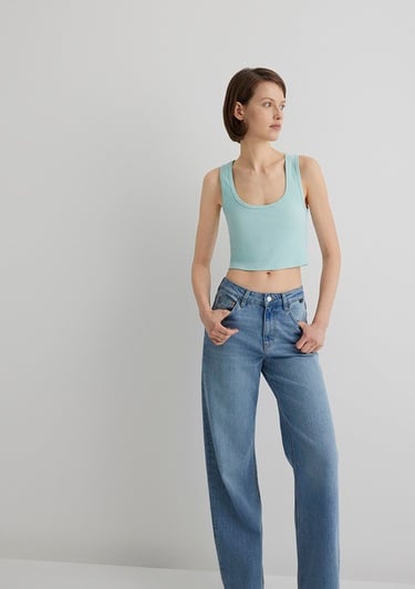  Mavi Yeşil Basic Crop Atlet Crop / Kısa Kesim 1613071-71731