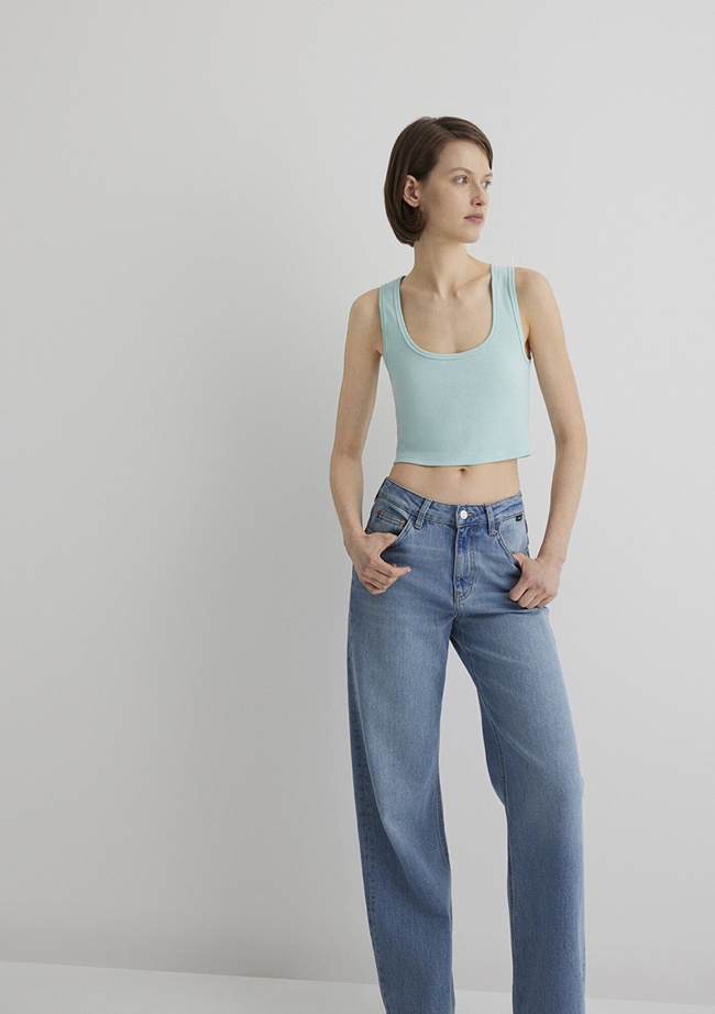  Mavi Yeşil Basic Crop Atlet Crop / Kısa Kesim 1613071-71731