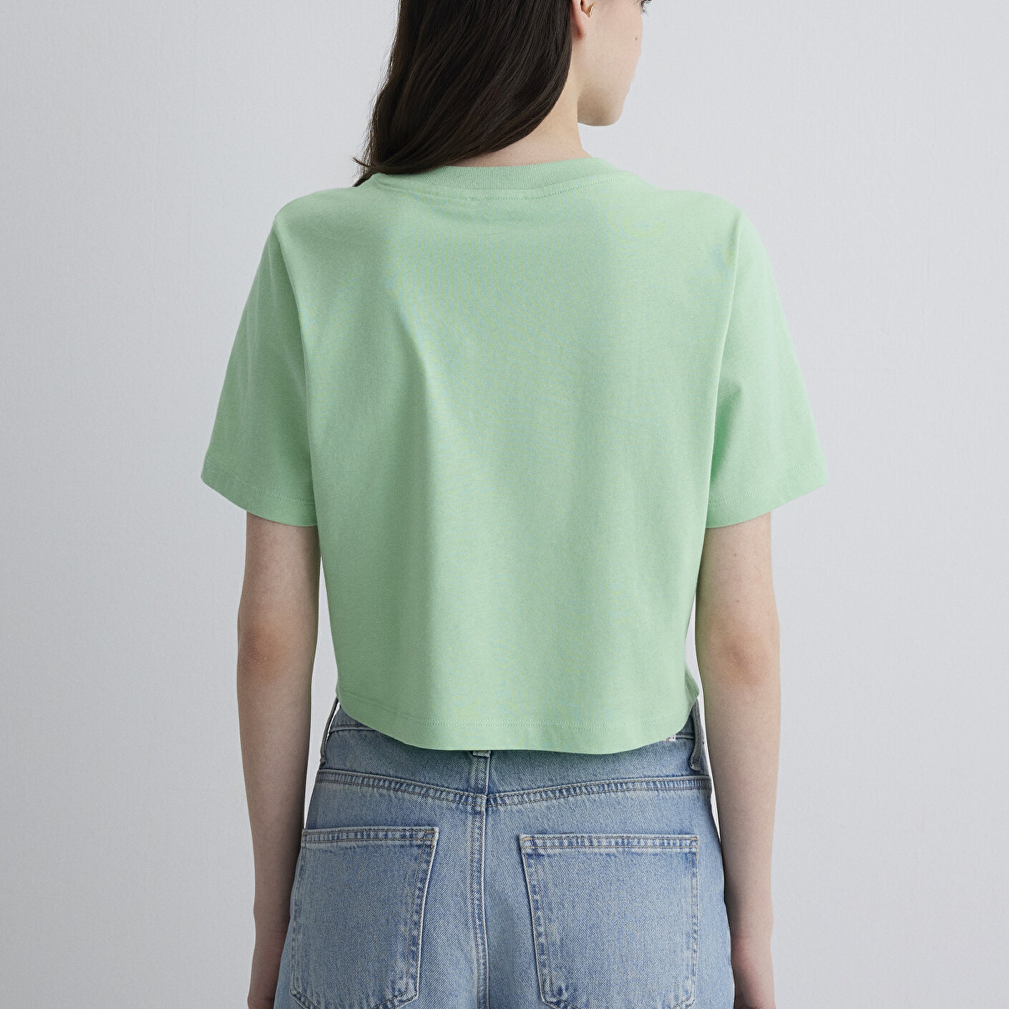 Mavi Yeşil Crop Basic Tişört Crop / Kısa Kesim 1613072-71759