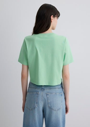  Mavi Yeşil Crop Basic Tişört Crop / Kısa Kesim 1613072-71759