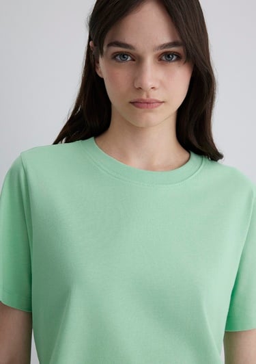  Mavi Yeşil Crop Basic Tişört Crop / Kısa Kesim 1613072-71759