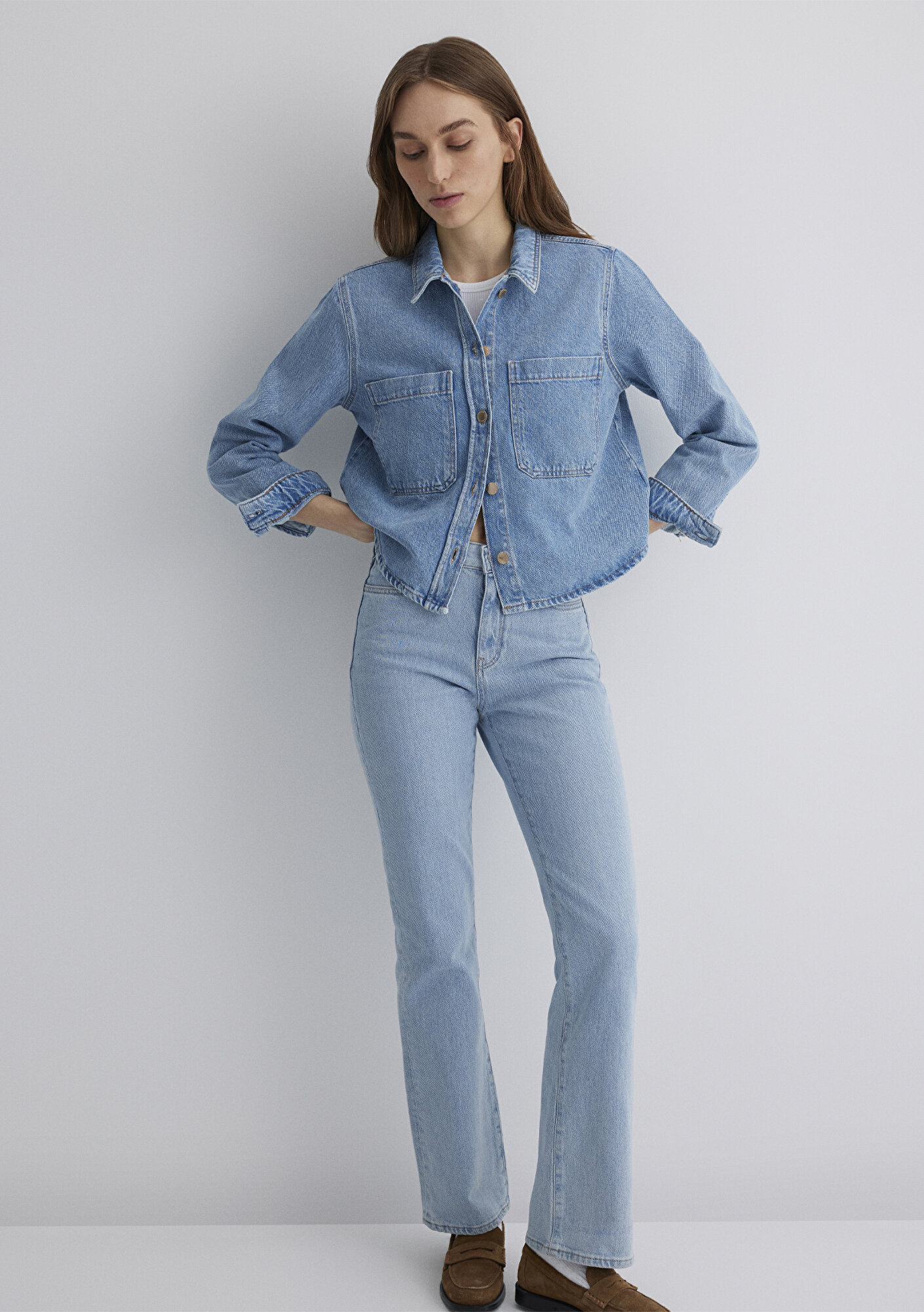  Mavi Paola Mavi Premium Indigo Mavisi Jean Gömlek Crop / Kısa Kesim 1210779-89212