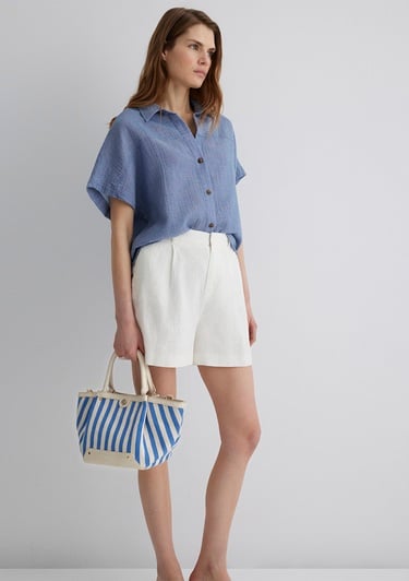  Mavi Mavi Çizgili Omuz Çantası 1913094-22189