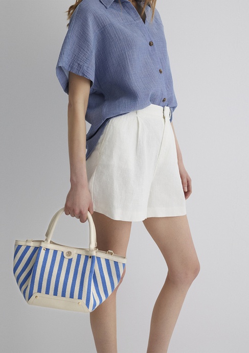  Mavi Mavi Çizgili Omuz Çantası 1913094-22189