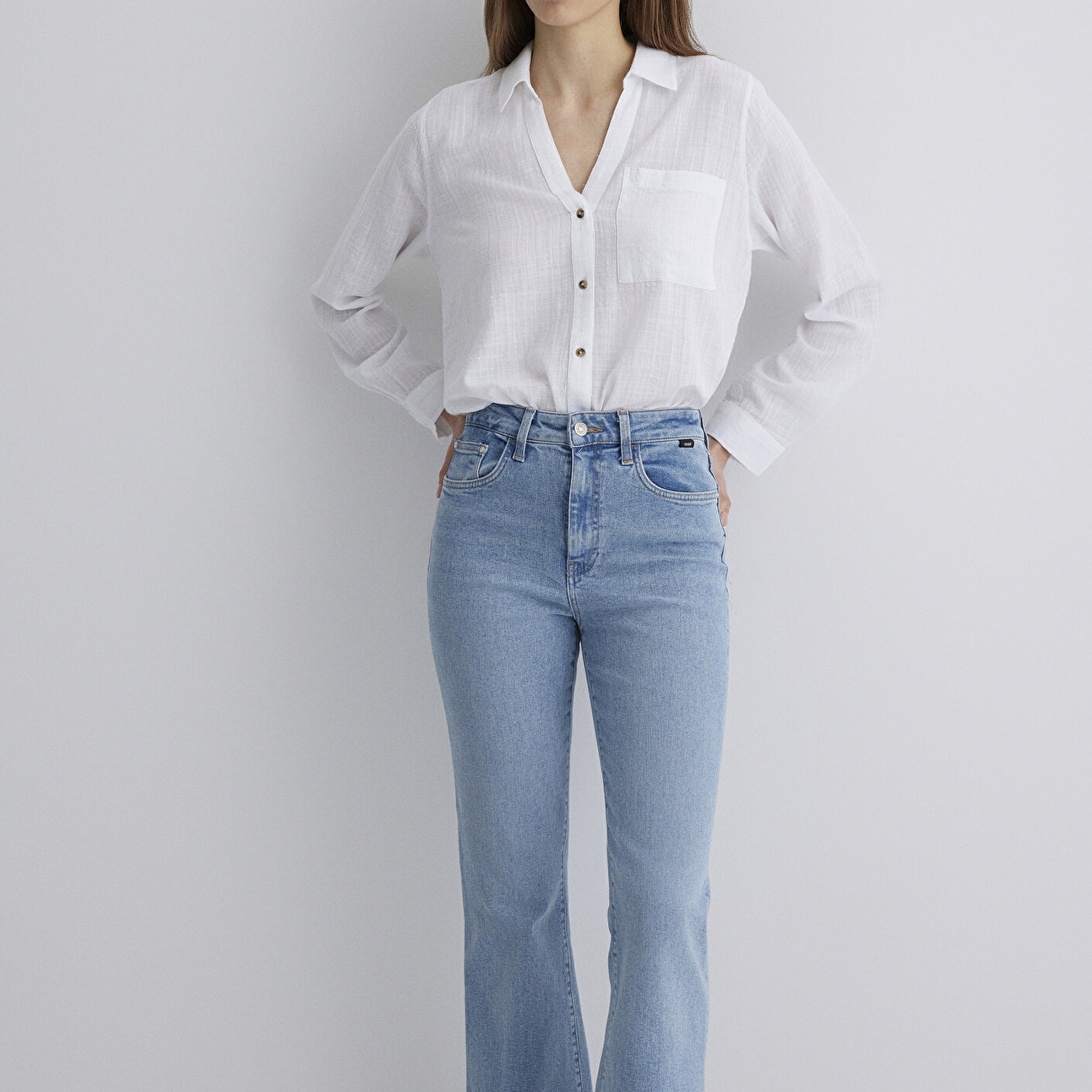 Mavi Beyaz Gömlek Loose Fit / Bol Rahat Kesim 1211114-620