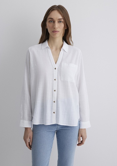  Mavi Beyaz Gömlek Loose Fit / Bol Rahat Kesim 1211114-620