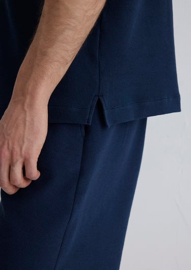  Mavi Kısa Kollu Lacivert Gömlek Loose Fit / Bol Rahat Kesim 0211530-70492