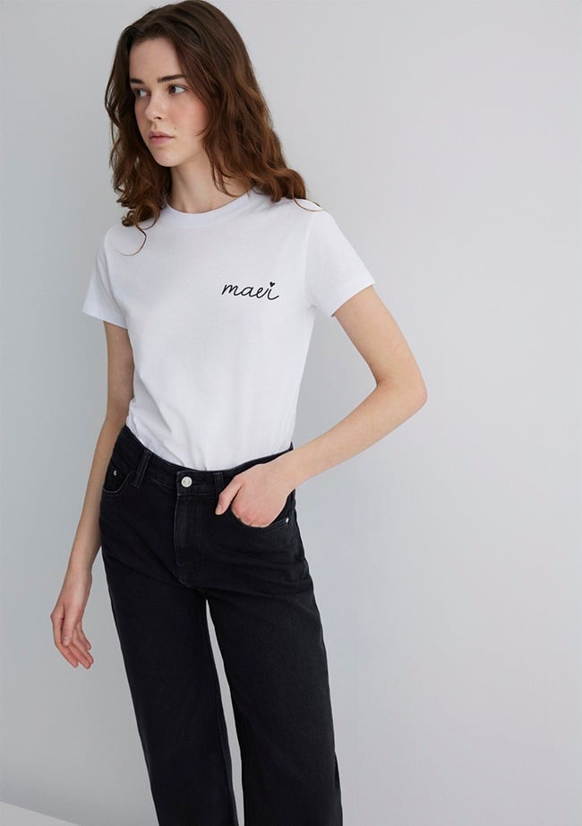  Mavi Mavi Logo Baskılı Beyaz Tişört Semi Slim Fit / Yarı Dar Kesim 1612962-620