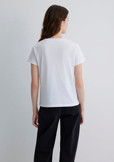  Mavi Mavi Logo Baskılı Beyaz Tişört Semi Slim Fit / Yarı Dar Kesim 1612962-620