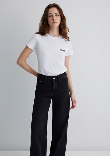  Mavi Mavi Logo Baskılı Beyaz Tişört Semi Slim Fit / Yarı Dar Kesim 1612962-620