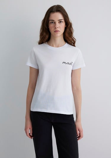  Mavi Mavi Logo Baskılı Beyaz Tişört Semi Slim Fit / Yarı Dar Kesim 1612962-620